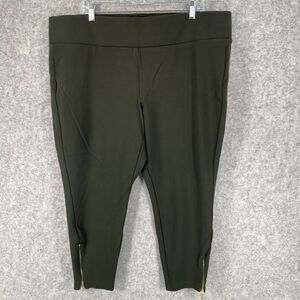 Olive Green Women's Ponte Ankle Zip Pants